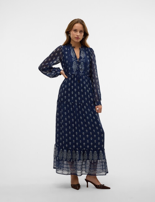 Vero Moda Heidi Embroidered Ankle Dress, Navy Blazer product photo View 04 L