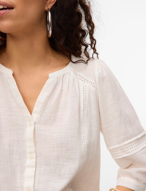 Vero Moda Olya Crochet Trim Blouse, Snow White product photo View 03 L