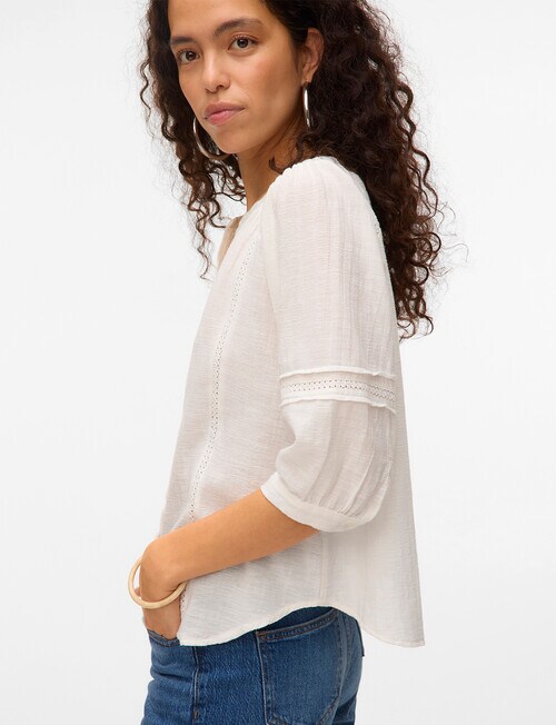 Vero Moda Olya Crochet Trim Blouse, Snow White product photo View 04 L
