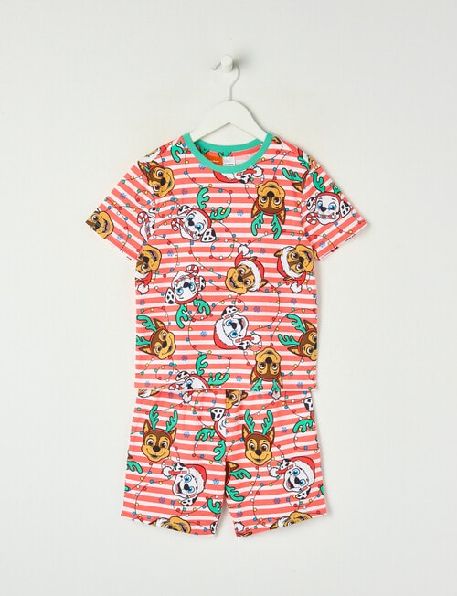 Licensed X Mas Paw Patrol Knit Short PJ Set, Red, White & Geen, 3-7 product photo