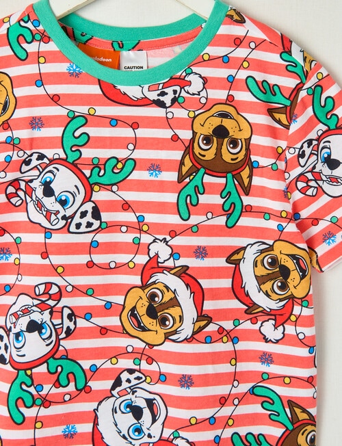 Licensed X Mas Paw Patrol Knit Short PJ Set, Red, White & Geen, 3-7 product photo View 02 L