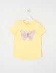 Mac & Ellie Applique Butterfly Short Sleeve Tee, Lemon product photo