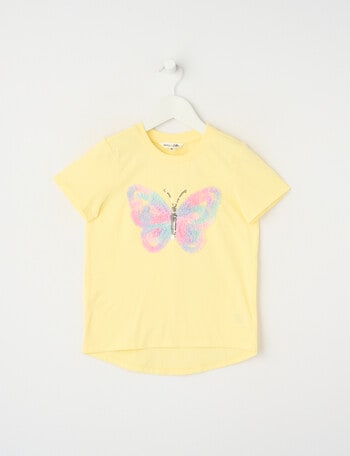 Mac & Ellie Applique Butterfly Short Sleeve Tee, Lemon product photo