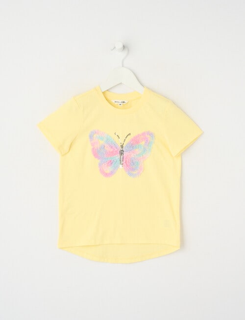 Mac & Ellie Applique Butterfly Short Sleeve Tee, Lemon product photo