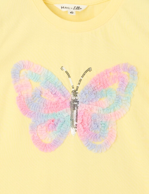 Mac & Ellie Applique Butterfly Short Sleeve Tee, Lemon product photo View 02 L