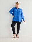 Studio Curve Collection Long Sleeve Magic Shirt, Electric Indigo product photo View 03 S