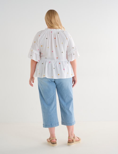 Studio Curve Embroidered Frill Peaseant Blouse, White product photo View 02 L