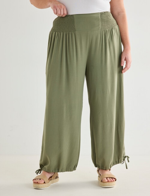 Studio Curve Ruched Waist Pants, Olive product photo
