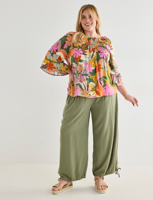 Studio Curve Ruched Waist Pants, Olive product photo View 03 L