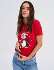 ONLY Christmas Short Sleeve Tee, Penguin Red product photo