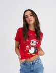 ONLY Christmas Short Sleeve Tee, Penguin Red product photo View 04 S