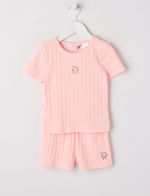Sleep Mode Unicorn Pointelle Short PJ Set, Puff Pink, 2-8 product photo