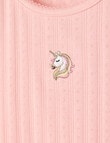 Sleep Mode Unicorn Pointelle Short PJ Set, Puff Pink, 2-8 product photo View 03 S