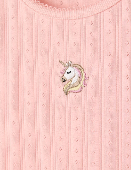 Sleep Mode Unicorn Pointelle Short PJ Set, Puff Pink, 2-8 product photo View 03 L