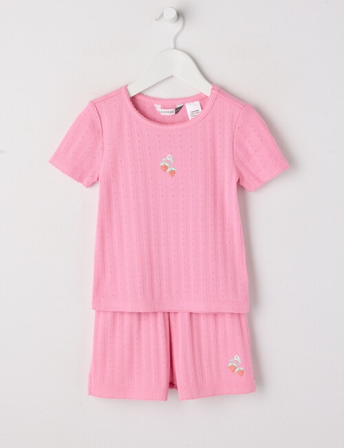 Sleep Mode Strawberries Pointelle Short PJ Set, Rose Pink, 2-8 product photo