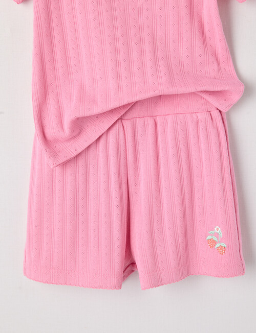 Sleep Mode Strawberries Pointelle Short PJ Set, Rose Pink, 2-8 product photo View 02 L