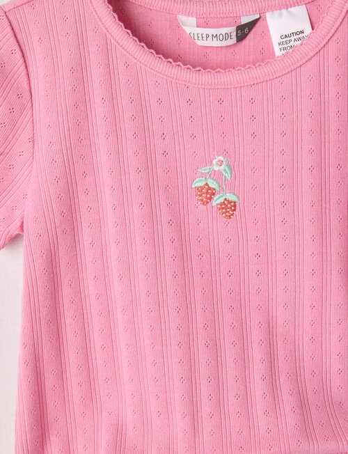 Sleep Mode Strawberries Pointelle Short PJ Set, Rose Pink, 2-8 product photo View 03 L