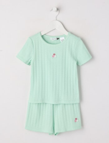 Sleep Mode Roses Pointelle Short PJ Set, Mint, 2-8 product photo