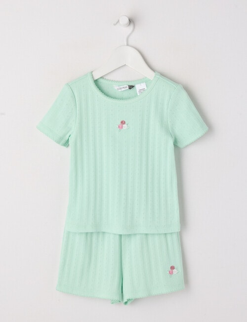 Sleep Mode Roses Pointelle Short PJ Set, Mint, 2-8 product photo
