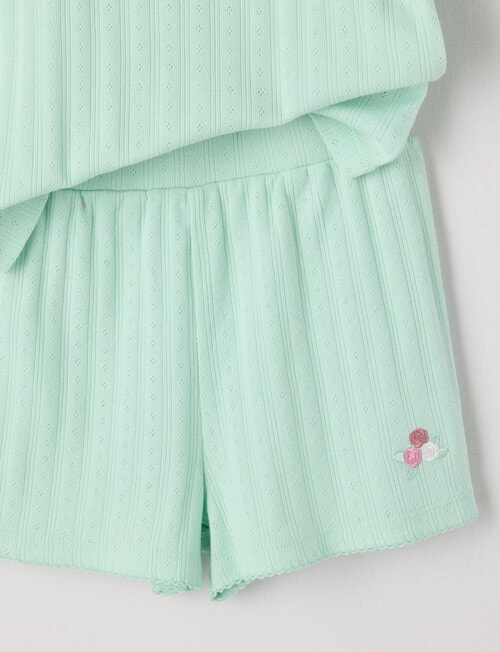 Sleep Mode Roses Pointelle Short PJ Set, Mint, 2-8 product photo View 02 L