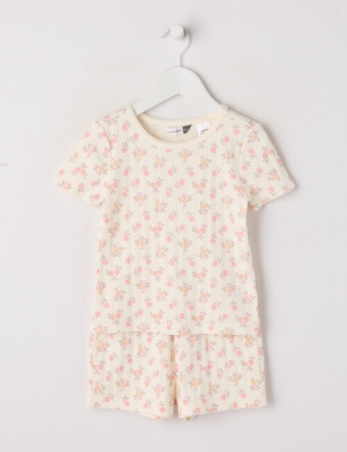 Sleep Mode Floral Pointelle Short PJ Set, Vanilla, 2-8 product photo
