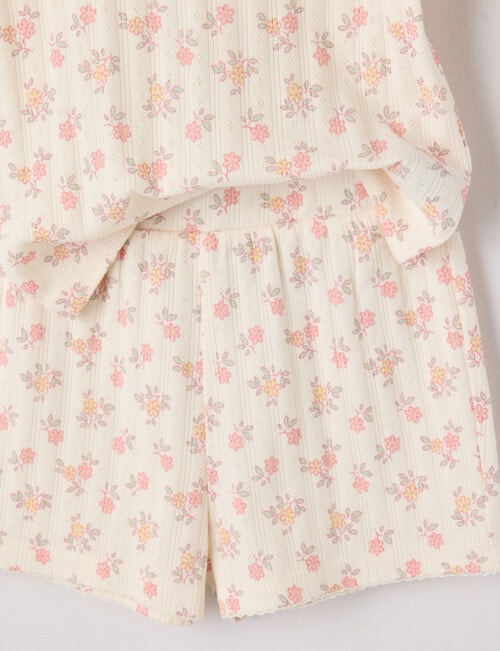 Sleep Mode Floral Pointelle Short PJ Set, Vanilla, 2-8 product photo View 02 L