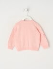 Little Bundle Flower & Bow Knit Cardigan, Pale Pink product photo View 02 S