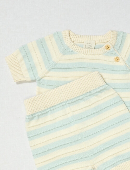 Little Bundle Sea Friends Knitted Stripe Clothing Set, 2-Piece, Cream & Blue product photo View 02 L