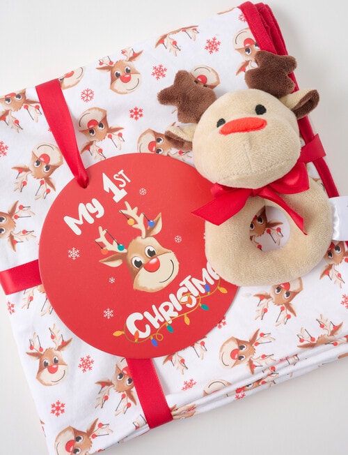 Teeny Weeny Swaddle & Rattle Gift Set, Reindeer product photo View 07 L