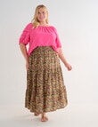 Studio Curve Ditsy Floral Tiered Skirt, Black product photo