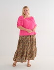 Studio Curve Ditsy Floral Tiered Skirt, Black product photo View 04 S