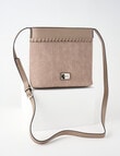Pronta Moda Weave Textured Crossbody Bag, Fawn product photo