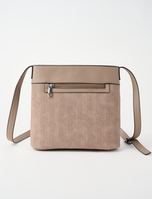 Pronta Moda Weave Textured Crossbody Bag, Fawn product photo View 02 L