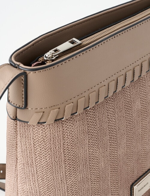 Pronta Moda Weave Textured Crossbody Bag, Fawn product photo View 05 L