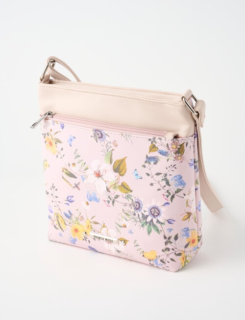 Pronta Moda Zip Pocket Crossbody Bag, Pink Floral product photo View 03 L