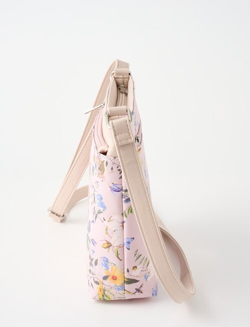 Pronta Moda Zip Pocket Crossbody Bag, Pink Floral product photo View 04 L