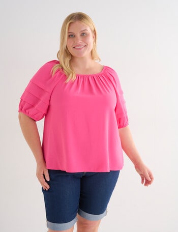 Studio Curve Pleat Sleeve Top, Begonia product photo