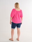 Studio Curve Pleat Sleeve Top, Begonia product photo View 02 S