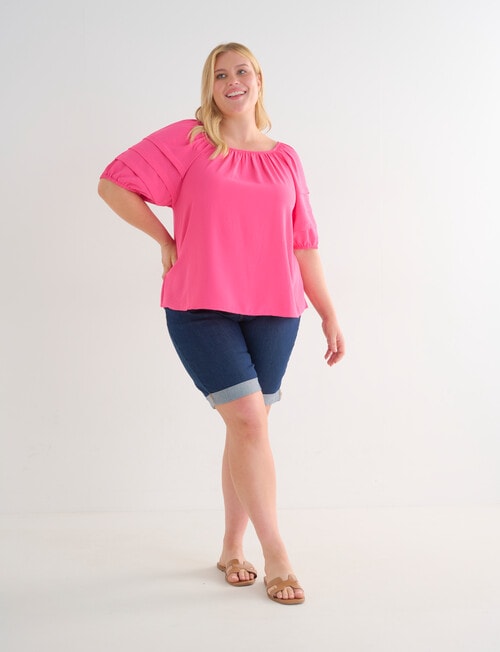 Studio Curve Pleat Sleeve Top, Begonia product photo View 03 L