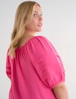Studio Curve Pleat Sleeve Top, Begonia product photo View 04 S