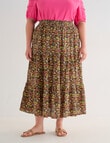 Studio Curve Ditsy Floral Tiered Skirt, Black product photo View 03 S