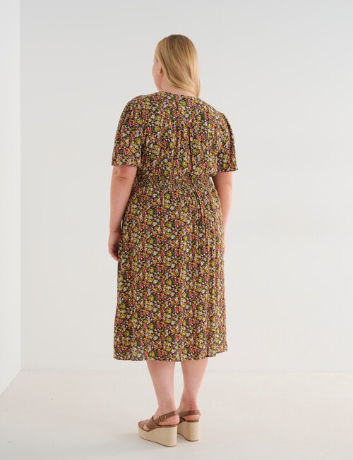 Studio Curve Ditsy Floral Tea Dress, Black product photo View 02 L