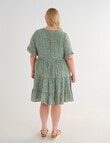 Studio Curve Flower Button Back Tiered Dress, Vine Green product photo View 02 S