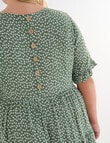 Studio Curve Flower Button Back Tiered Dress, Vine Green product photo View 05 S