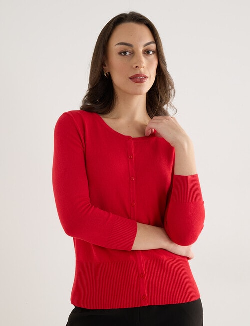 Oliver Black Crew Neck Cardigan, Red product photo