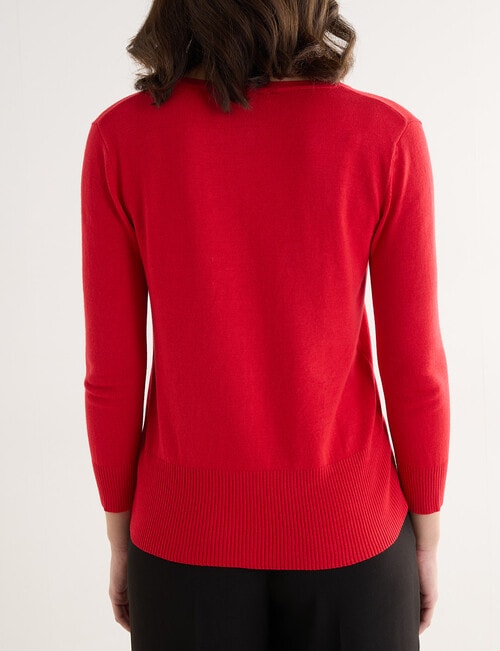 Oliver Black Crew Neck Cardigan, Red product photo View 02 L