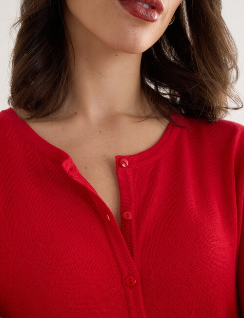 Oliver Black Crew Neck Cardigan, Red product photo View 04 L