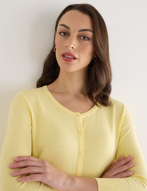 Oliver Black Crew Neck Cardigan, Lemon product photo