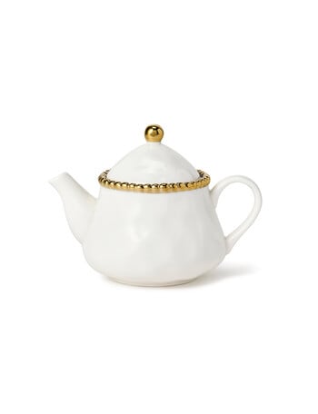 Pampa Bay Salerno Teapot with Infuser, White & Gold product photo