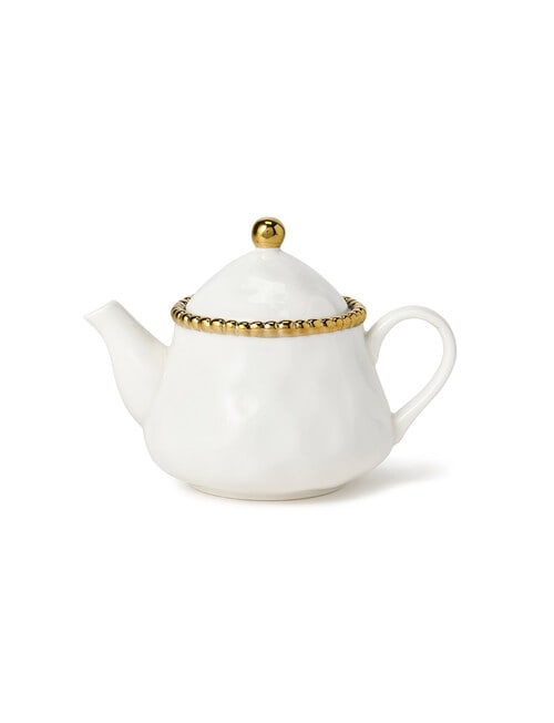 Pampa Bay Salerno Teapot with Infuser, White & Gold product photo